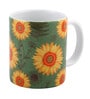 Coffee Mug With Green & Yellow Sunflower Print