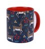 Coffee Mug With Inside Colour With Navy Blue & Grey Deer Print