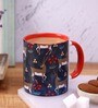 Coffee Mug With Inside Colour With Navy Blue & Grey Deer Print