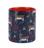 Coffee Mug With Inside Colour With Navy Blue & Grey Deer Print