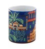 Coffee Mug With Navy Blue & House Print