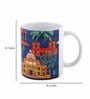 Coffee Mug With Navy Blue & House Print