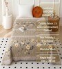 Coffee Polycotton Floral 300 GSM Single Bed Reversible Quilted Comforter