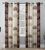 Coffee Polyester Floral 5Ft Semisheer Eyelet Window Curtain (1 Pc)