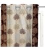 Coffee Polyester Floral 5Ft Semisheer Eyelet Window Curtain (1 Pc)