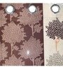 Coffee Polyester Floral 5Ft Semisheer Eyelet Window Curtain (1 Pc)
