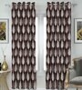 Coffee Polyester Floral 7Ft Semisheer Eyelet Door Curtain (1 Pc)