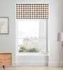Coffee Polyester Checkered 84 X 48 Inches Semisheer Roller Blind