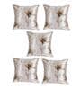 Coffee Floral Polyester Blend 16 x 16 Inch Cushion Covers (Set of 5)