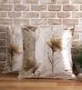 Coffee Floral Polyester Blend 24 x 24 Inch Cushion Covers (Set of 2)