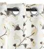 Beige Floral Polyester 8 Ft Light Filtering Eyelet Door Curtain