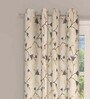 Beige Floral Polyester 8 Ft Light Filtering Eyelet Door Curtain
