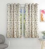 Brown Polyester Floral 5 Ft Light Filtering Eyelet 1 Piece Window Curtain