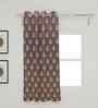 Coffee Polyester Geometric 5ft Regular Eyelets Window Curtain (1 Pc)