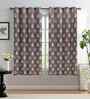 Coffee Polyester Geometric 5ft Regular Eyelets Window Curtain (2 Pc)