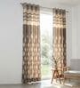 Coffee Polyester Geometric 7Ft Light Filtering Eyelet Door Curtain