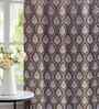 Coffee Polyester Geometric 7ft Regular Eyelets Door Curtain (2 Pc)