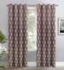 Coffee Polyester Geometric 7ft Regular Eyelets Door Curtain (2 Pc)