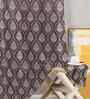 Coffee Polyester Geometric 7ft Regular Eyelets Door Curtain (2 Pc)