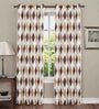 Coffee Polyester Geometric 7Ft Semisheer Eyelet Door Curtain (1 Pc)