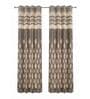 Coffee Polyester Geometric 9Ft Light Filtering Eyelet Long Door Curtain