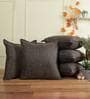 Coffee Solid Jute 16 x 16 Inches Cushion Covers (Set of 5)