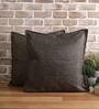 Coffee Solid Jute 18 x 18 Inches Cushion Covers (Set of 2)