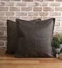 Coffee Solid Jute 24 x 24 Inches Cushion Covers (Set of 2)