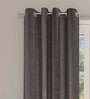 Grey Solid Jute 9 Ft Light Filtering Eyelet Door Curtains (Set of 2)