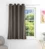 Brown Solid Jute 5 Ft Light Filtering Eyelet Window Curtains (Set of 2)
