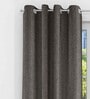Brown Solid Jute 5 Ft Light Filtering Eyelet Window Curtains (Set of 2)