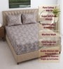Grey Floral 400 TC Cotton Queen Size Fitted Bedsheet With 2 Pillow Covers