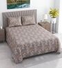 Grey Floral 400 TC Cotton Superking Size Flat Bedsheet With 2 Pillow Covers