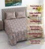 Grey Floral 400 TC Cotton Superking Size Flat Bedsheet With 2 Pillow Covers