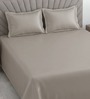Grey Solid 400 TC Cotton Satin Superking Size Bedsheet With 2 Pillow Covers