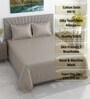 Grey Solid 400 TC Cotton Satin Superking Size Bedsheet With 2 Pillow Covers