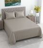 Grey Solid 400 TC Cotton Satin Superking Size Bedsheet With 2 Pillow Covers