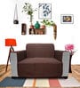 Coffee Solids Polyester 2 Seater Sofa Cover