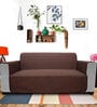 Coffee Solids Polyester 4 Seater Sofa Cover