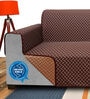 Coffee Solids Polyester 4 Seater Sofa Cover