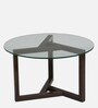 Frisko Glass Top Coffee Table in Teak Wood Finish