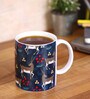 Cofffee Mug With Navy Blue & Grey Deer Print