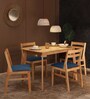 Coito Solid Wood 4 Seater Dining Table Set In Natural Finish