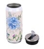 Stainless Steel Sipper Water  Bottle With Beige & Blue Floral Print