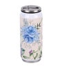 Stainless Steel Sipper Water  Bottle With Beige & Blue Floral Print