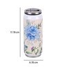 Stainless Steel Sipper Water  Bottle With Beige & Blue Floral Print