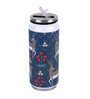 Stainless Steel Sipper Water  Bottle With Navy Blue & Grey Deer Print