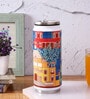 Stainless Steel Sipper Water  Bottle With Navy Blue & House Print