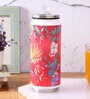 Stainless Steel Sipper Water  Bottle With Red Floral Print