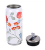 Stainless Steel Sipper Water  Bottle With White & Red Floral Print